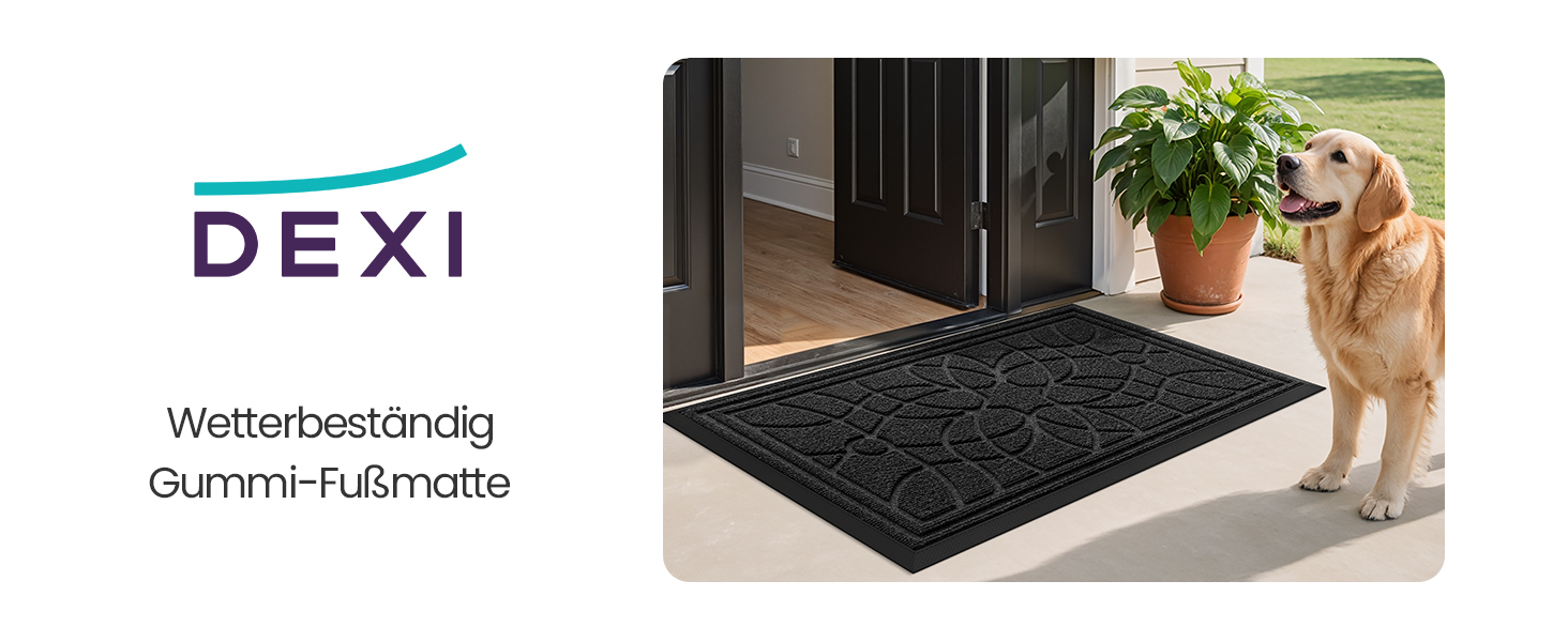 Килимок для дому та вулиці DEXI, 90 x 150 см, чорний, антиковзаючі, миється, для входу, балкону, тераси