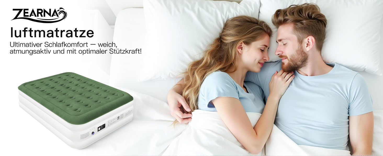 Надувний матрац для 2 осіб 203x152x40 см з електричним насосом, самонадувний, для дому