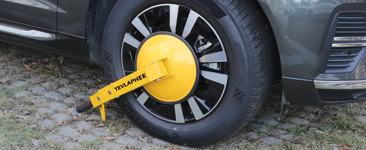 Блокіратор коліс Tevlaphee, антивикрадний замок-лапа для авто, вантажівок, причепів, кемперів, човнів, жовтий