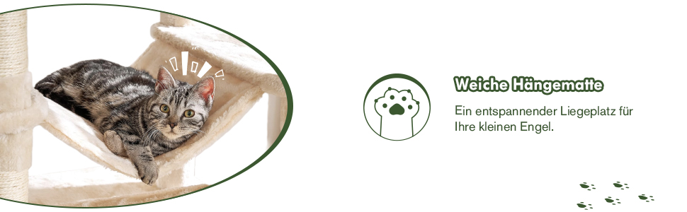 Кігтеточка MUTICOR 168 см з декількома рівнями, для великих котів, з м'якими лежаками, сизалевим покриттям, гамаком та кошиками, будиночком, широкою основою (Бежевий)