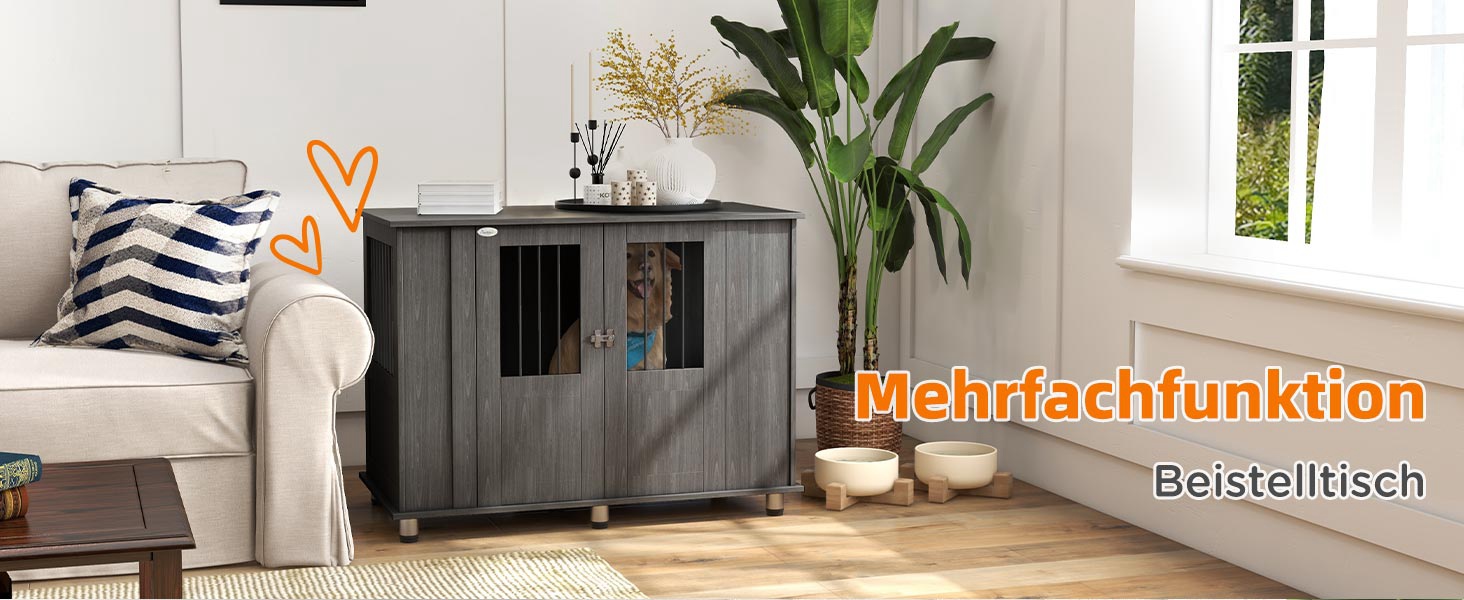 Клітка для собак PawHut - переноска для собак, хатня собача будка з замком, сірим кольором, 85 x 55 x 87 см (114 x 60 x 82 см)