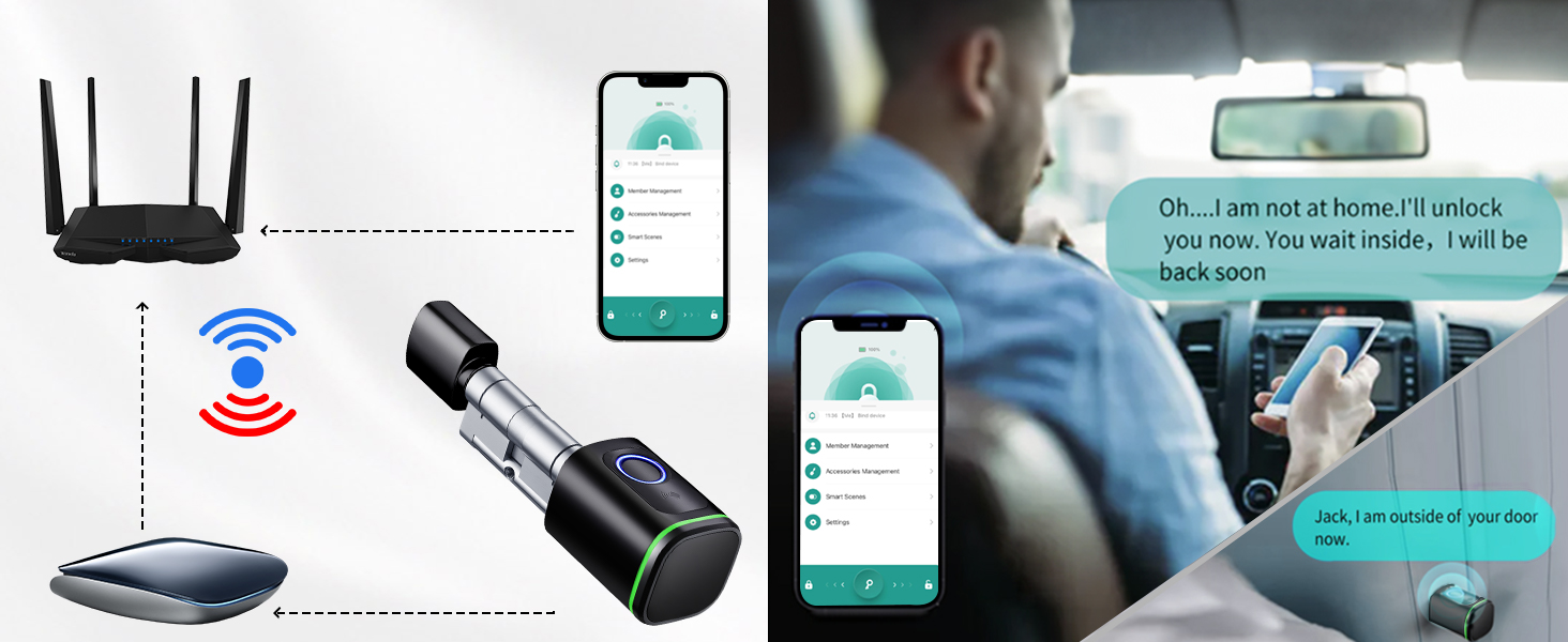 Розумний електронний дверний циліндр AVATTO 70мм з відбитком пальця, Bluetooth, 2 ключі, IC-карта, керування через додаток Smart Life/Tuya