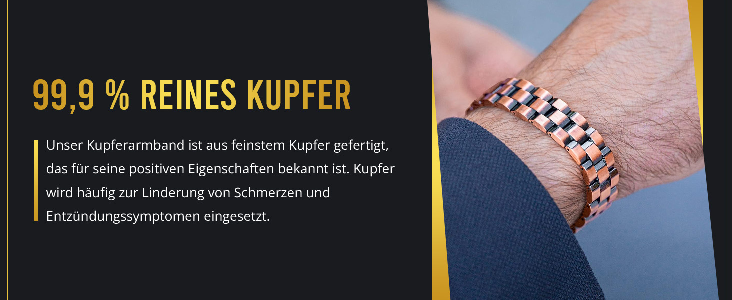 Браслет на руку MagnetRX® з чистої міді для чоловіків - Магнітний браслет для чоловіків, ідеальний при артриті та синдромі карпального тунелю - З інструментом для регулювання розміру (Президентський стиль)