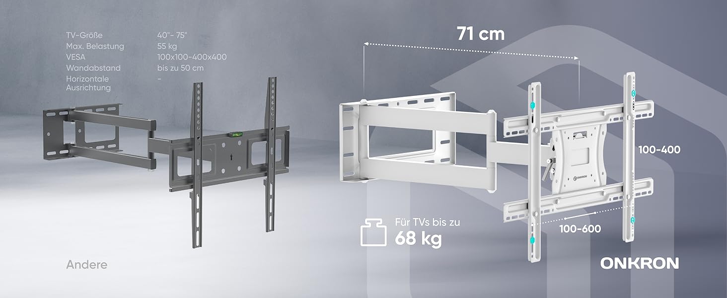 Кріплення для телевізора ONKRON M7L-B: поворотне, для 40-75