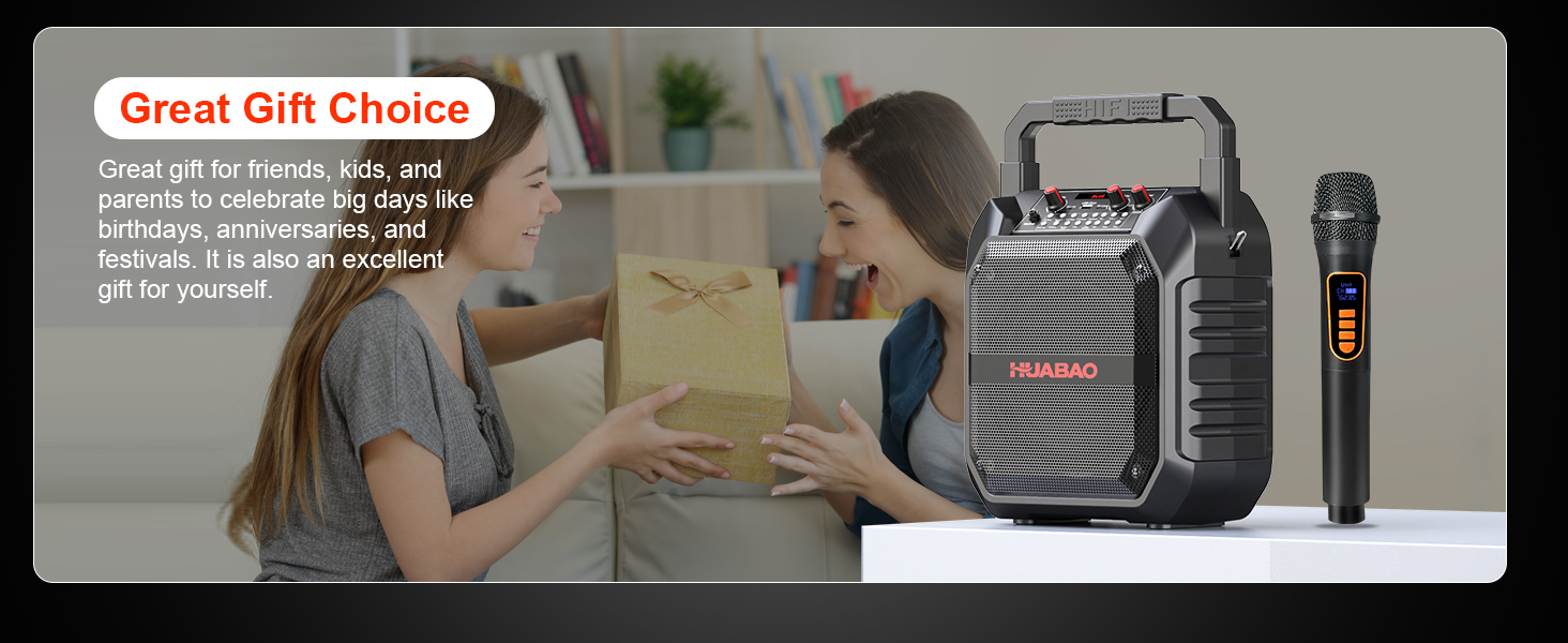 Караоке-машина портативна Bluetooth зі справжнім мікрофоном для дорослих та дітей, PA-система з пультом керування, підтримка TF-картки/USB/FM/AUX для домашніх вечірок (1 мікрофон)