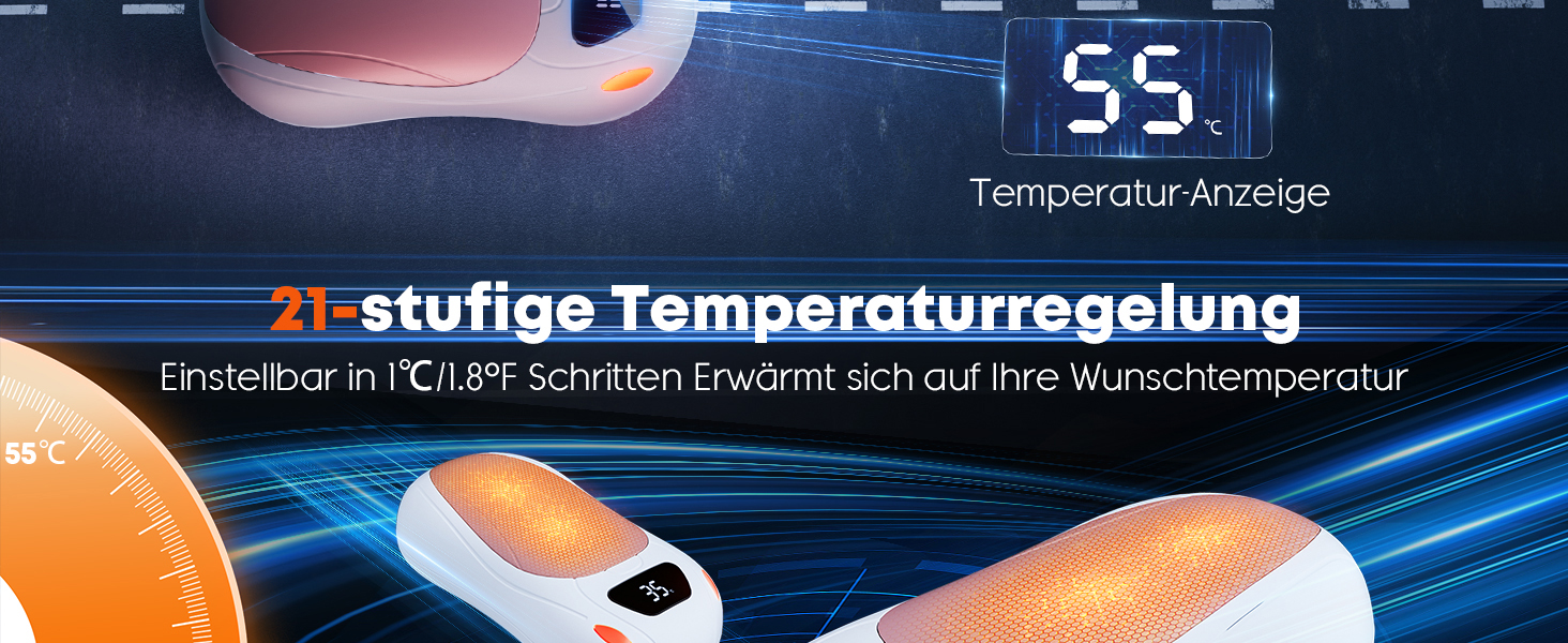 Електричні грілки для рук 2 шт. 12000 mAh з магнітним двостороннім нагріванням та цифровим індикатором температури та заряду батареї для відпочинку на природі/кемпінгу (Білий-Рожевий)