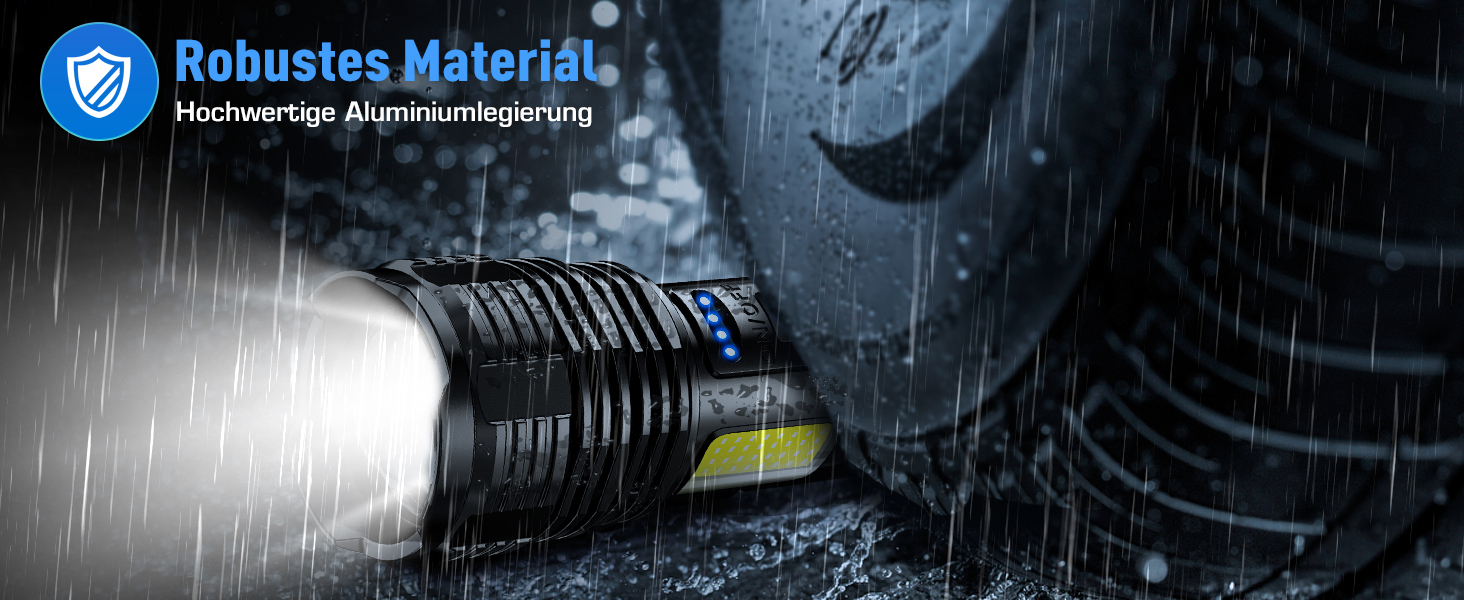 LED ліхтарик Sidark, 500000 люмен, водонепроникний IPX7, 9 режимів, Zoom, бічне світло, для кемпінгу та надзвичайних ситуацій