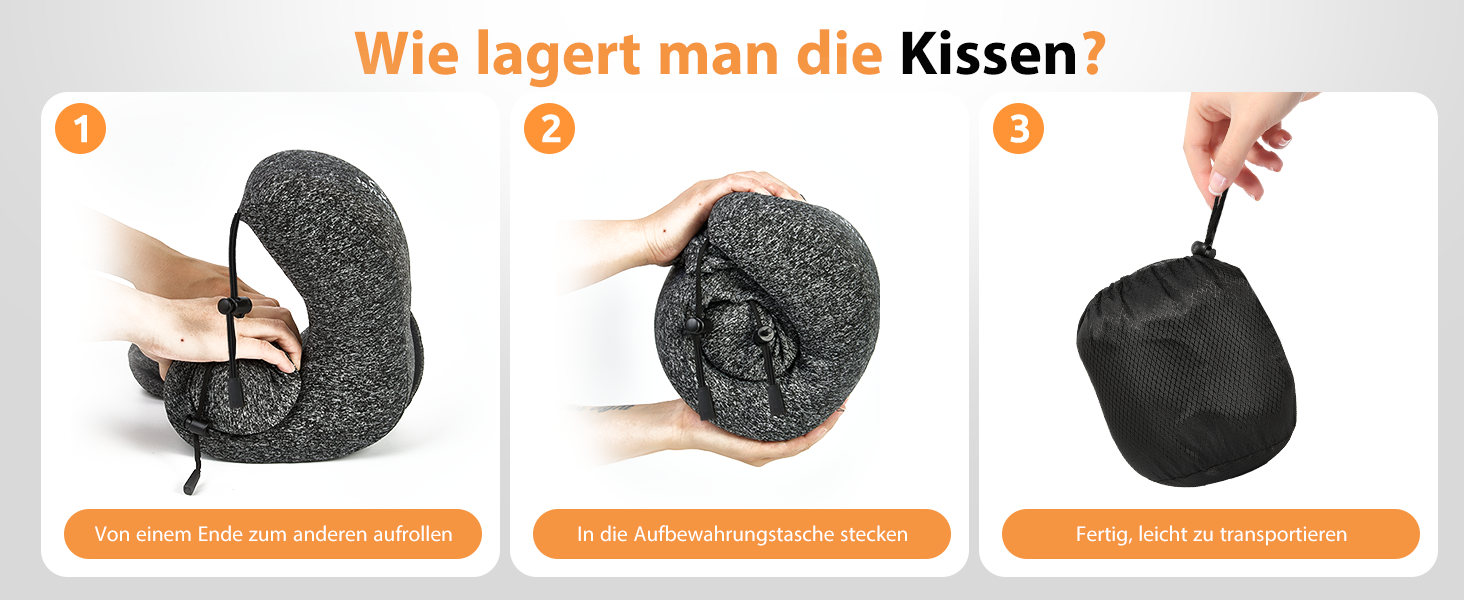 Подушка для шиї в літак з капюшоном, Memory Foam, регульована, для дорослих, авто, офіс (сіра)