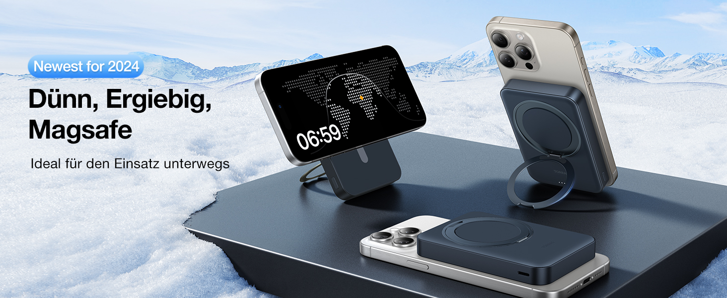 TORRAS MiniMag Qi2 Powerbank 10000mAh: магнітичний повербанк з підтримкою MagSafe, 30W USB-C, 15W бездротова зарядка для iPhone 12-17, AirPods, сірий титан