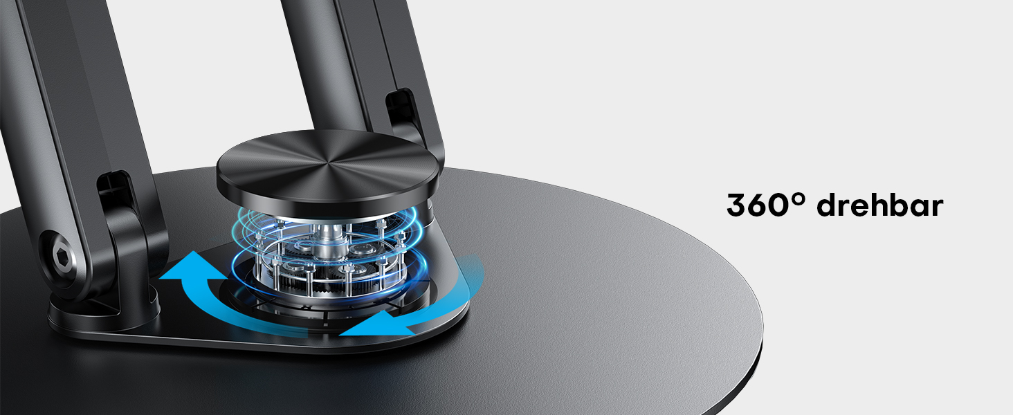 Підставка для ноутбука OMOTON, міцна металева основа, 360° обертання, складана ергономічна підставка для ноутбука – для 15-дюймових MacBook та ноутбуків – класичний чорний колір