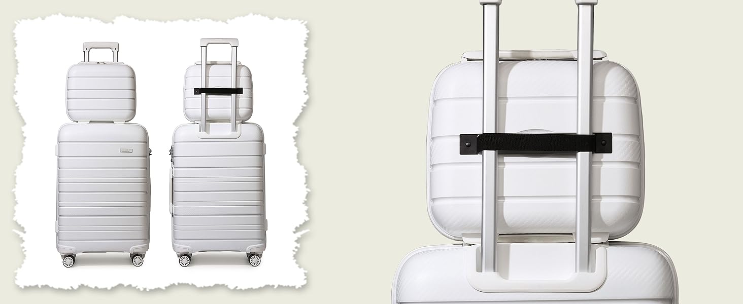 Валіза KONO Zwillingsrollen з TSA-замком, білий XL (76 см, 100 л)