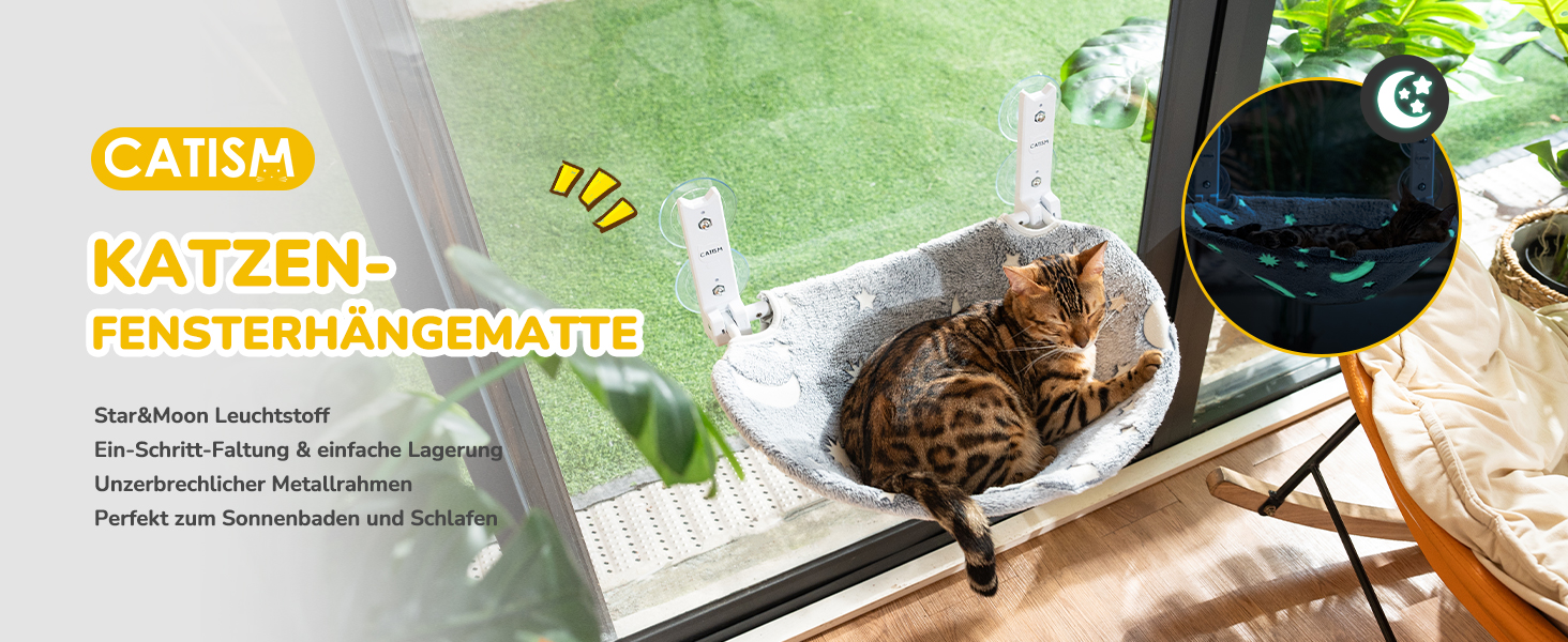 CATISM Гамак для котів на вікно з подушкою, до 20 кг, 52x30 см, сірий