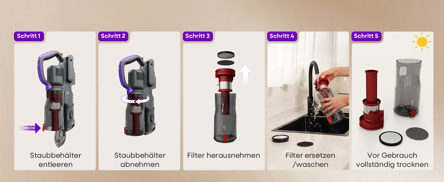 Бездротовий акумуляторний пилосос AlloyMove A03 Lila: потужність 450W, 45000Pa, LED, 60 хвилин роботи, для тварин, килимів, твердих поверхонь