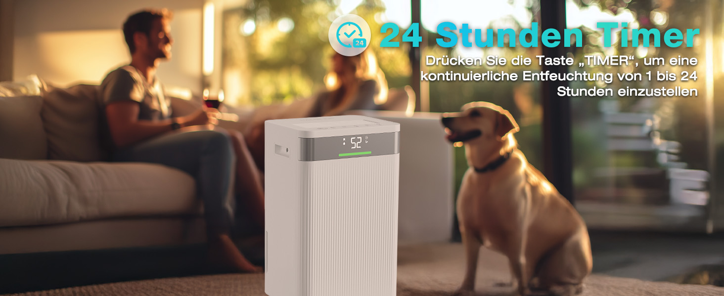 Електричний осушувач повітря HAUSHOF 20л/день, 41дБ, з іонізацією, для приміщень до 30м², 4.5л бак, LED дисплей, 3 режими, портативний