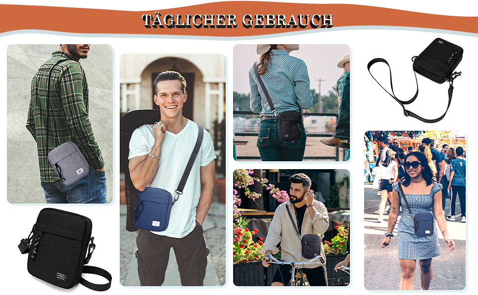 Унісекс сумка-месенджер Long Keeper через плече: водонепроникна маленька сумка для телефону та гаманця, чорна