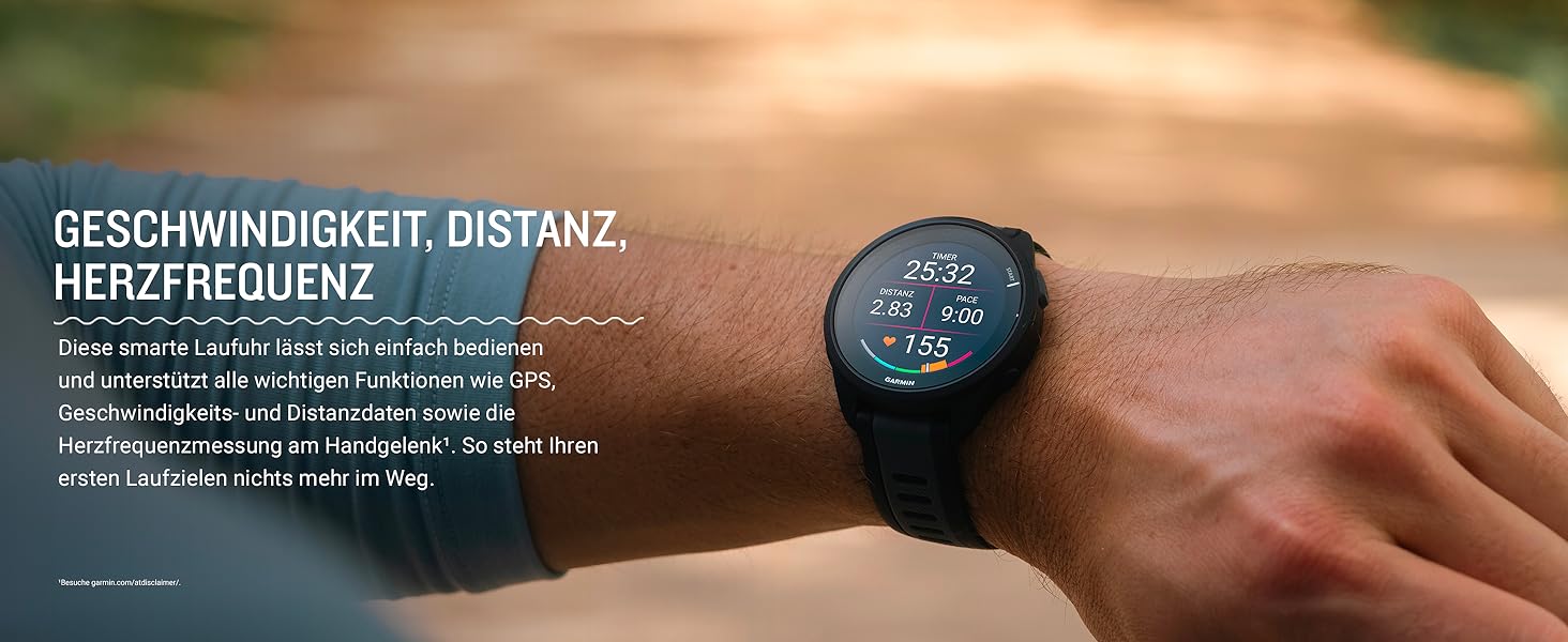 Garmin Forerunner 165 (43 мм) - Розумний годинник для бігу, AMOLED, 11 днів роботи, 25+ спортивних функцій, рекомендації тренувань, здоров'я, чорний