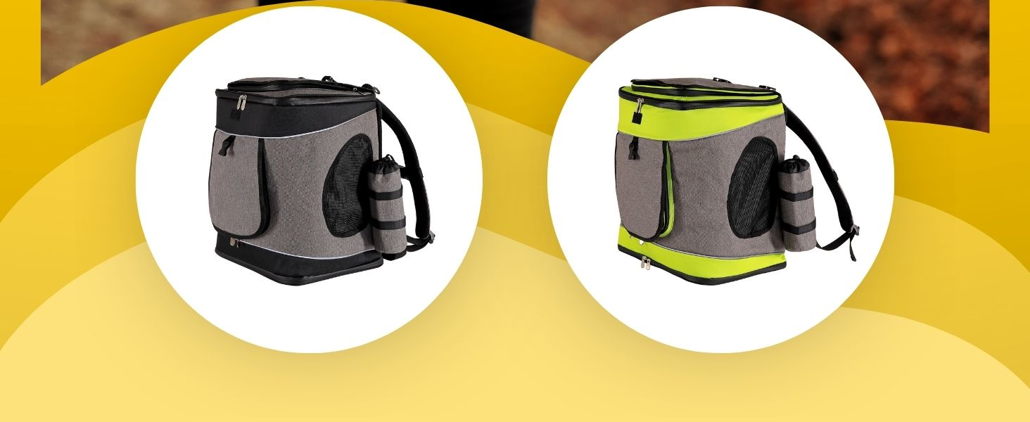 Сумка-рюкзак для транспортування котів Lionto, 34x30x42 см, сіра/зелена