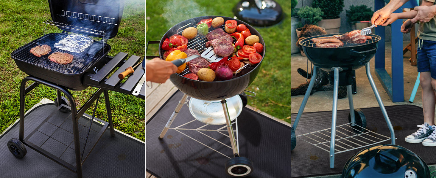 Вогнетривкий килимок підкладка 100х150 см зі скловолокна та силікону для гриля, каміна та барбекю, захисна підстилка для підлоги та газону