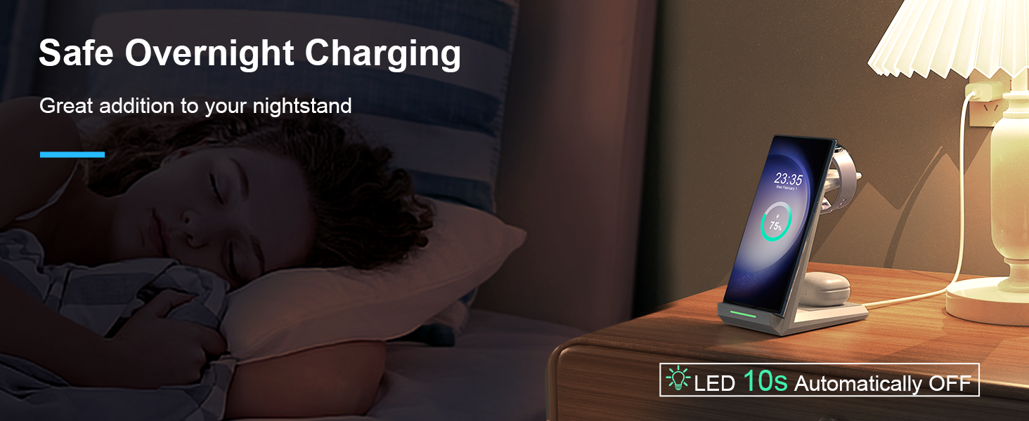 Бездротова зарядна станція NANAMI 3-в-1 для Samsung Galaxy Watch 7/6/5/4, Buds, S26/S25/S24/S22/Z Flip/Fold, Note 20 - Біла