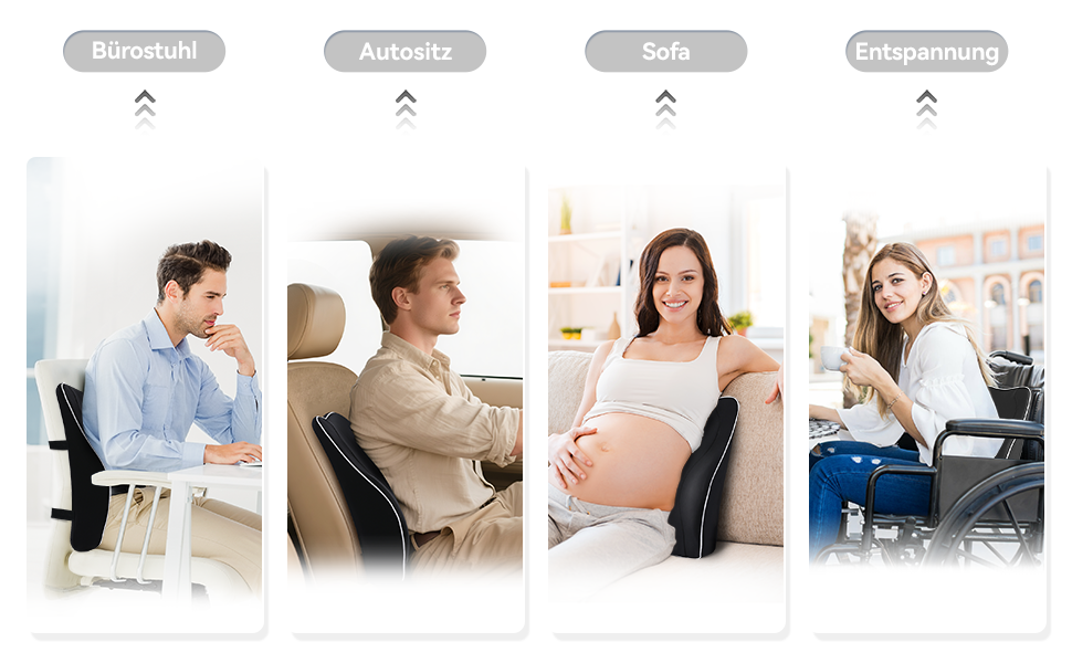 Подушка для спини Ergonomisches RückenKissen Travel Ease з Memory Foam - для офісного та комп'ютерного крісла, чорна