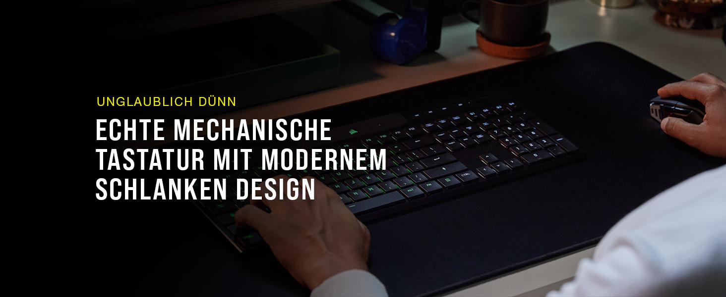 Ігрова механічна клавіатура Corsair K100 Air Wireless RGB з перемикачами Cherry MX Ultra Low Profile, Bluetooth, QWERTZ DE, чорна