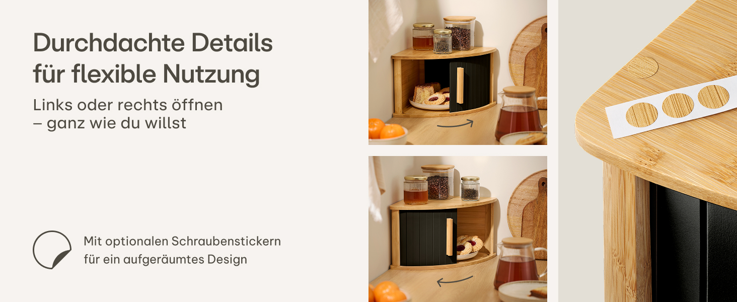 Бротокришка Praknu з дерева з косою та ковзними дверцятами – економія місця – зберігає хліб свіжим – легка збірка з інструкцією (Чорний)