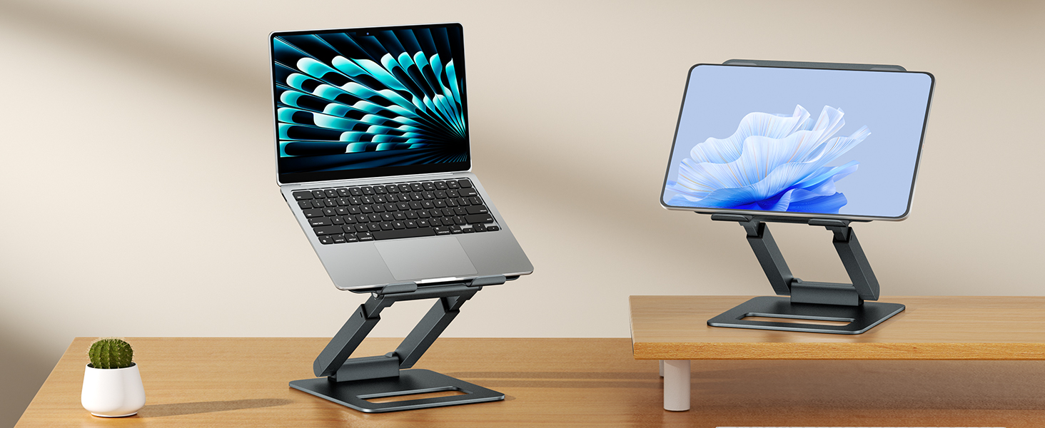 Adjustable Laptop Stand for Desk - Telescoping Design, Ergonomic Riser for 10-17 inch Laptops (Gray)
