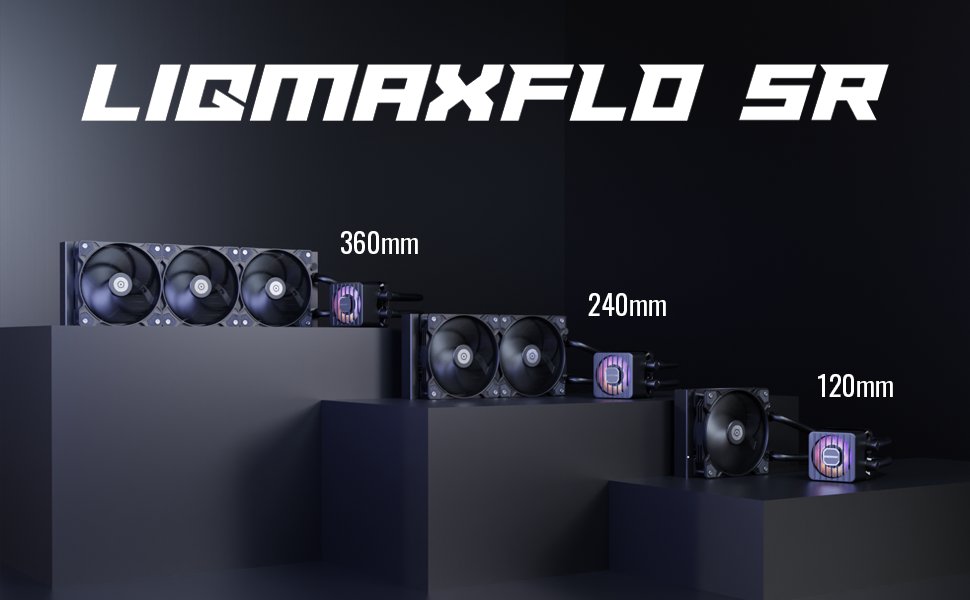 ENERMAX LIQMAXFLO SR 240 - Система водяного охолодження CPU AIO (LGA 1700, 1200, AM5, AM4) з подвійним резервуаром, RGB VRM водоблоком та 2 вентиляторами 120 мм PWM Silent Flow (350W+ TDP), чорний