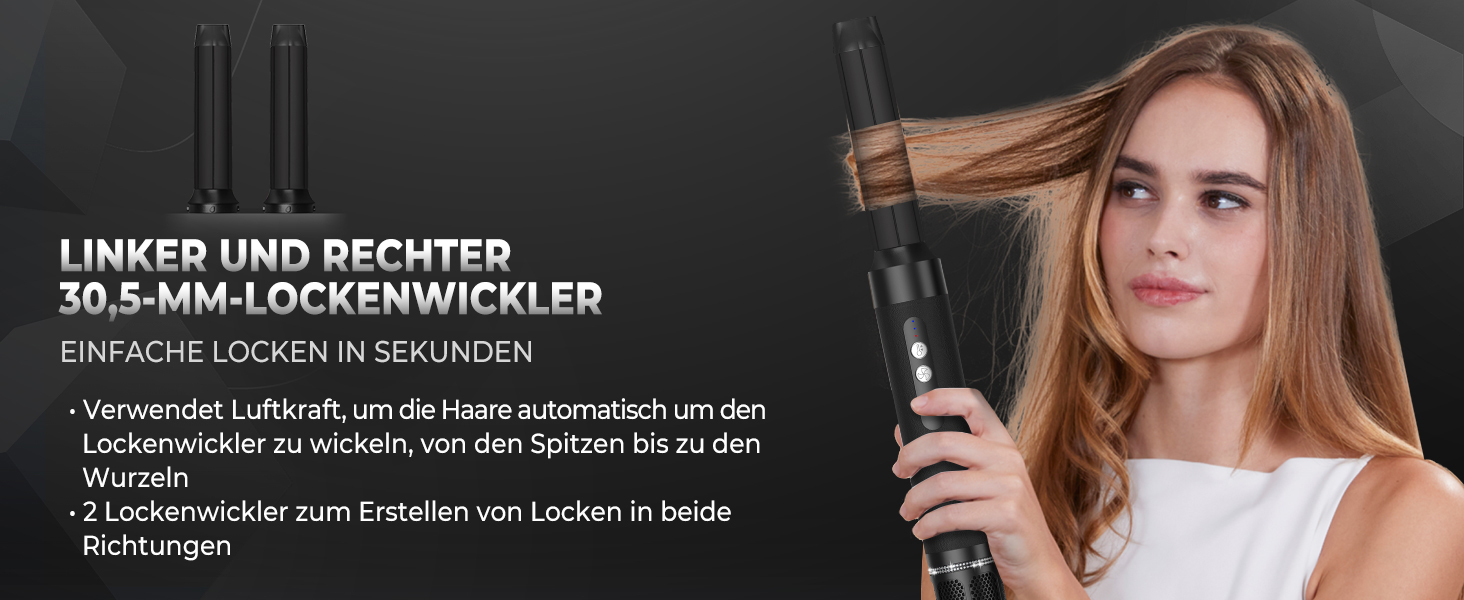 UKLISS Airstyler Pro 7-в-1: фен, стайлер, локони, випрямлення. Без екстремального нагріву, чорний/білий золотий