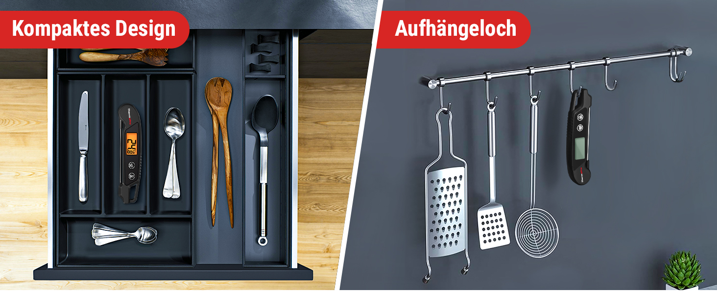 Термометр для м'яса ThermoPro TP03H: точний термометр-щуп для гриля та приготування їжі (IPX6, вологостійкий)