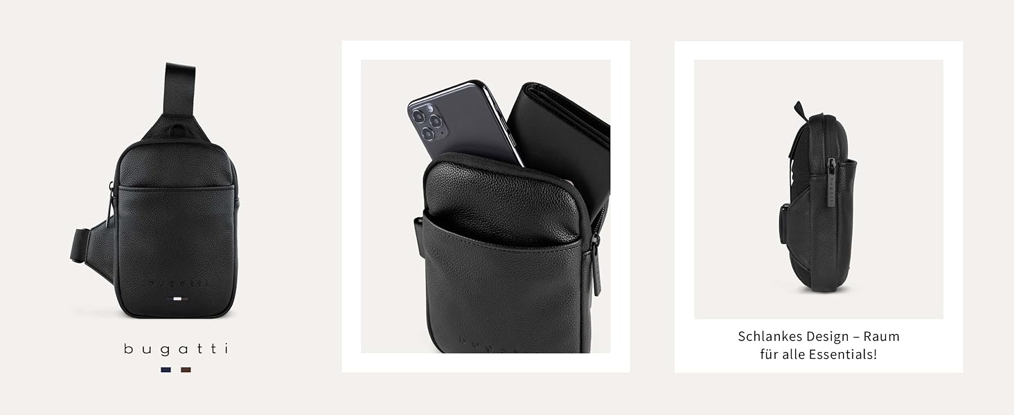 Bugatti Rico Mini Crossbody: Сумка на плечі з екошкіри, чорна