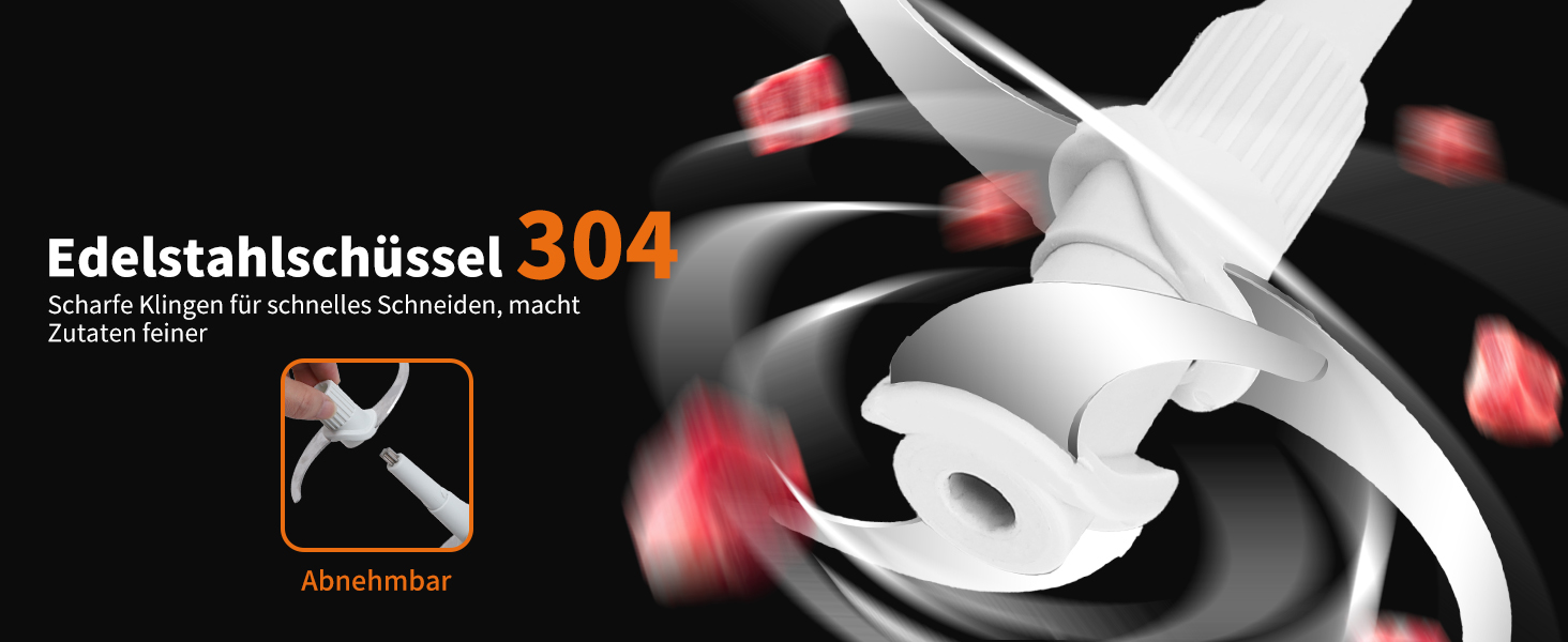 Електричний подрібнювач Aigostar Flor 500W з нержавіючою чашею 1.8L та 4-ма лезами, 2 швидкості для м'яса, овочів та горіхів