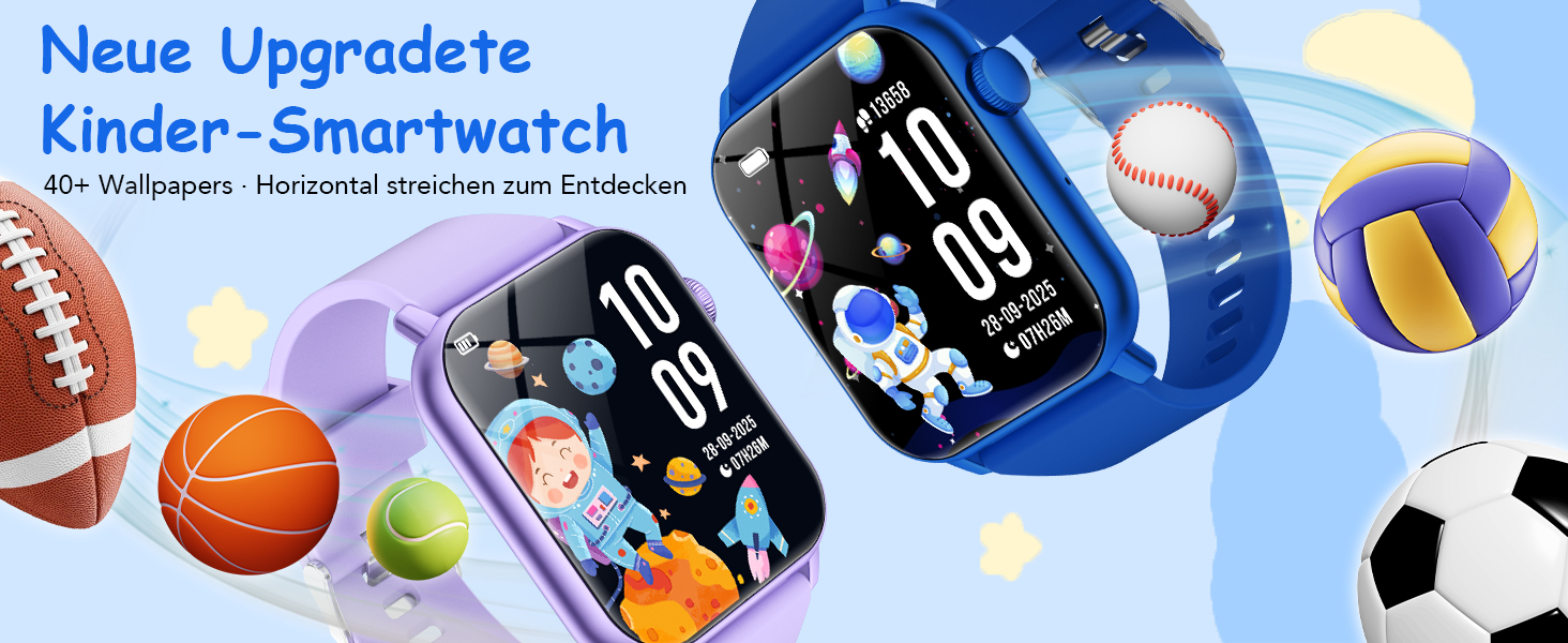 Смарт-годинник для дітей 1.8' з IP68, шагомір, монітор серцевого ритму та сну, активність 24/7, для iOS та Android, Deep Blue