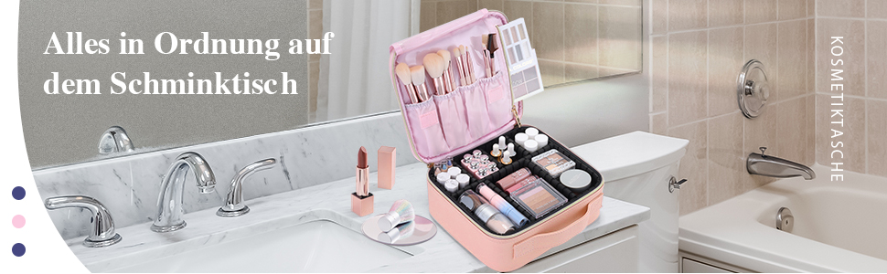 Косметичка для макіяжу, органайзер для подорожей, рожева