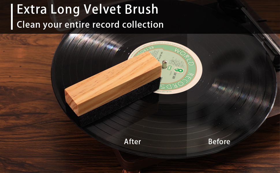 Набір для чищення вінілових платівок Mopiano: повний 4-в-1 очищувач для платівок, з м'якою замшевою щіткою, рідиною для чищення LP, щіткою для картриджів та нейлоновою щіткою