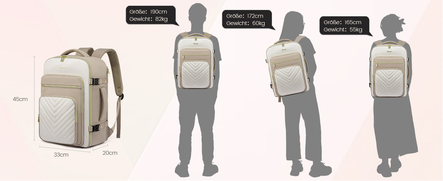 Рюкзак LOVEVOOK 40L для ручної поклажі в літак, водонепроникний, з відділенням для ноутбука 17 дюймів, для подорожей, роботи, хайкінгу, оливково-бежевий