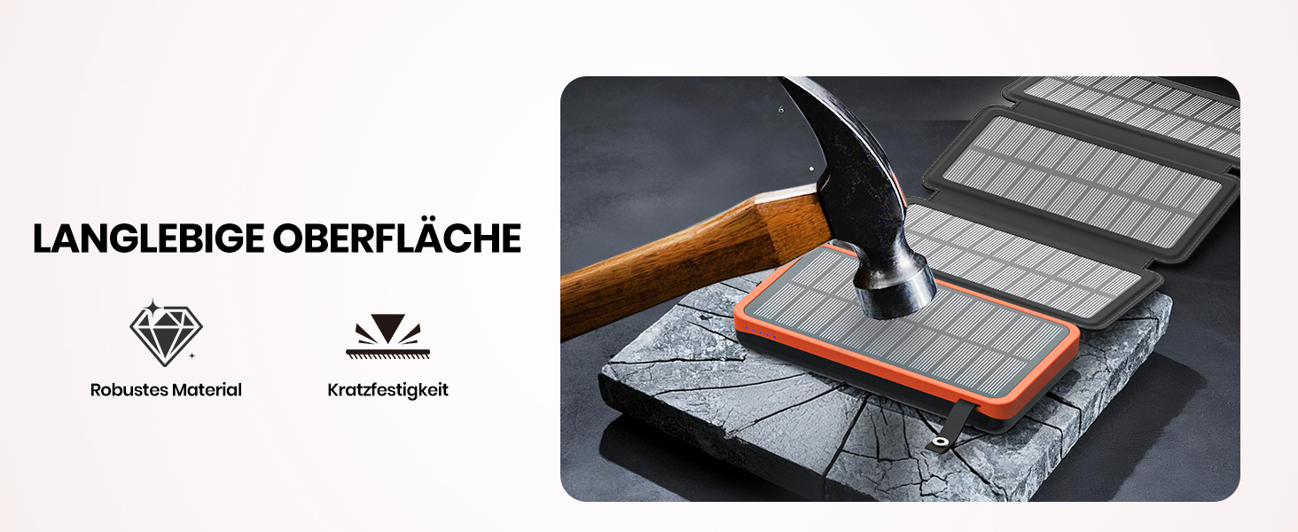 Портативний сонячний павербанк A ADDTOP 25000 mAh з 4 сонячними панелями, 3.0A, для смартфонів та планшетів