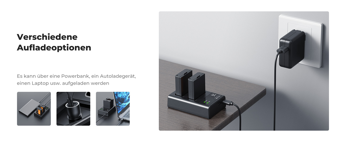 Акумулятор K&F CONCEPT LP-E10 (2 шт.) з подвійним зарядним пристроєм Micro USB/Type-C, сумісний з Canon EOS 1100D/1300D/1500D/1200D/X50