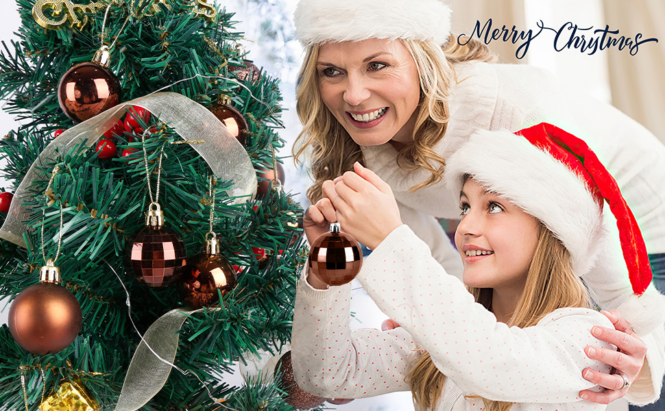 24 штуки новорічні кулі 4 см, коричневі, для ялинки, пластикові, неб'ючі, декор