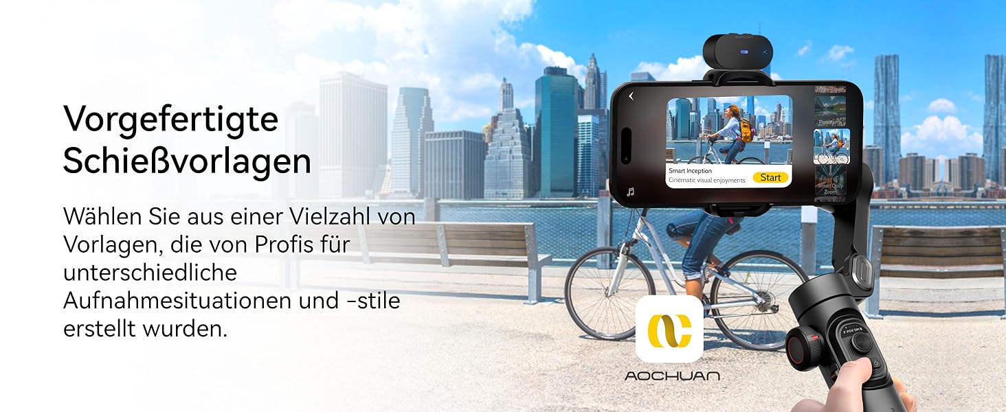 Стабілізатор для смартфона AOCHUAN з 3 осями, RGB-підсвічуванням, трекінгом обличчя та регулюванням фокусу. Підходить для iPhone/Android. Ідеально для зйомки Vlog (Smart XE AI)