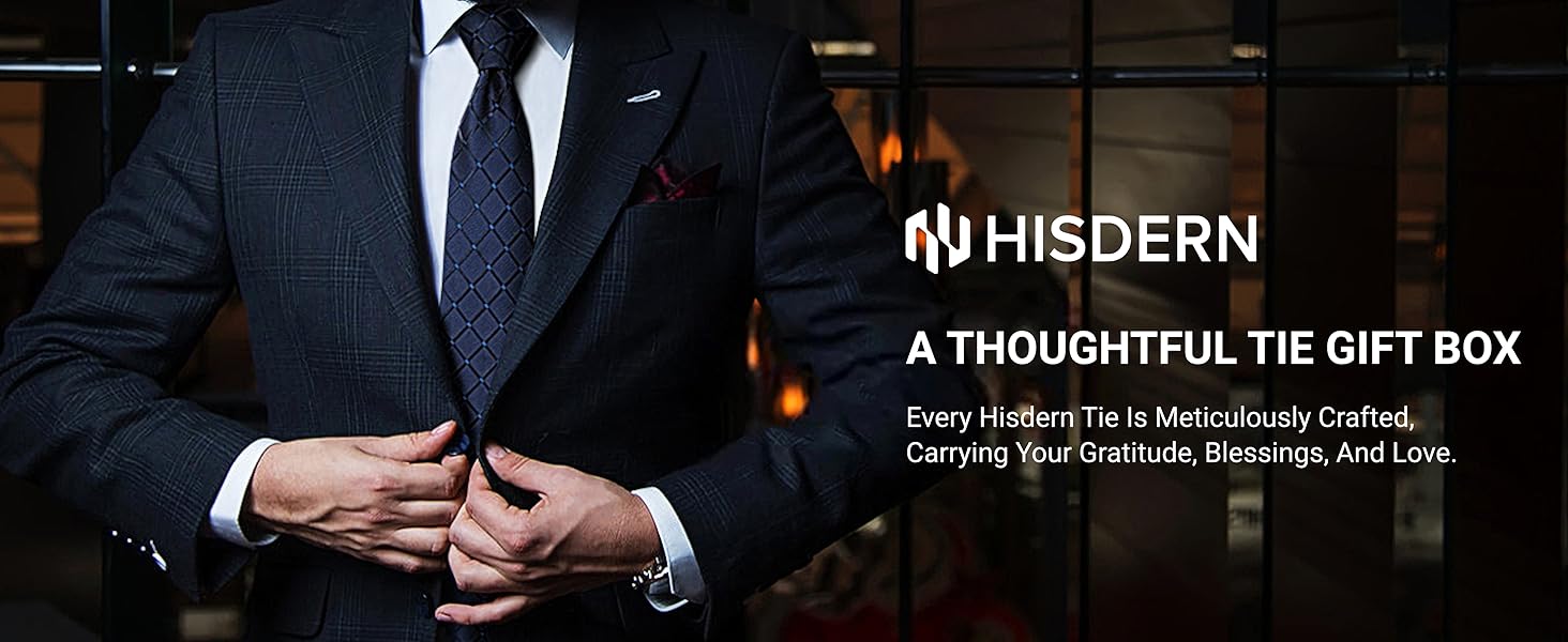 HISDERN Набір краваток для чоловіків (5 шт.) з кишеньковим хустинкою. Класичний елегантний аксесуар для весілля. Шовкові краватки та хустинки в подарунковій коробці.