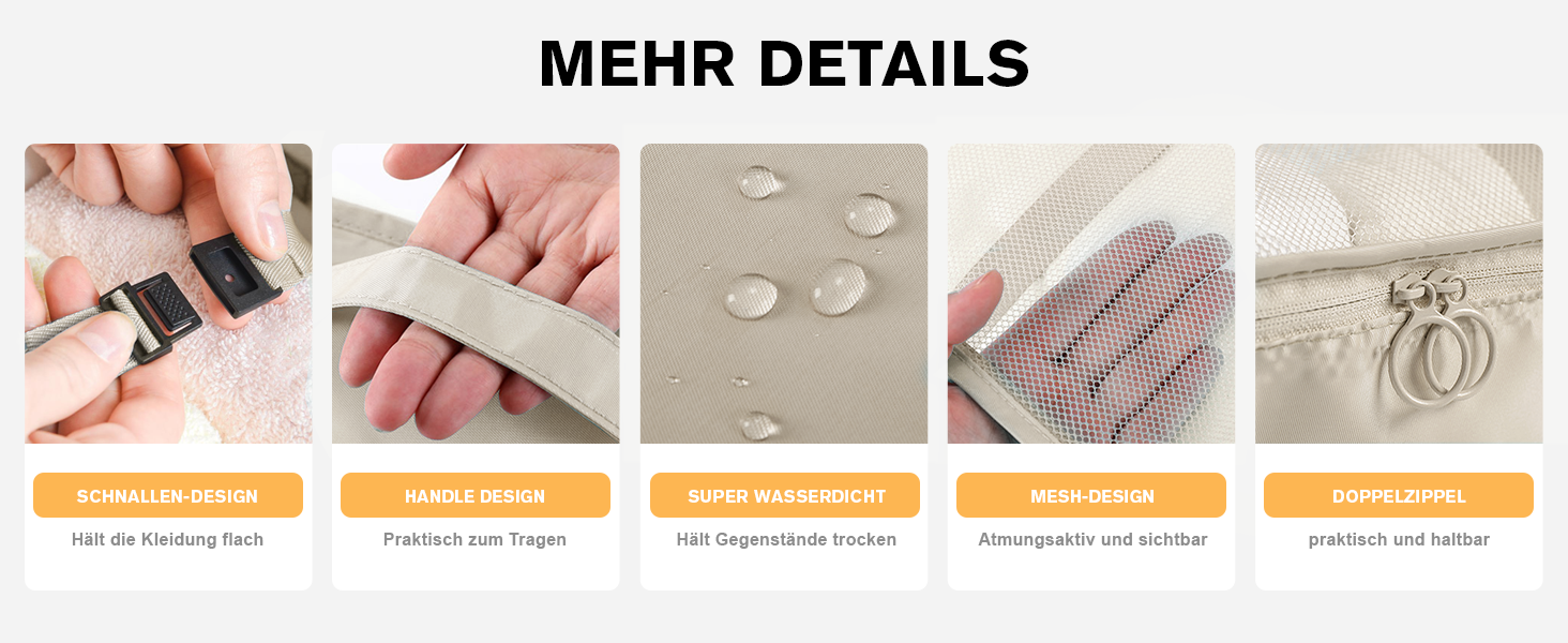 Органайзер для валізи BillyBath, Набір для подорожей (8 шт., сірий): Косметичка, кубики для пакування, сумки для взуття