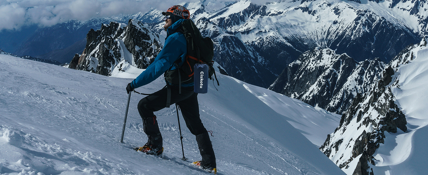 Килимок туристичний самонадувний Ciskotu 8 см з подушкою для кемпінгу, пікніків та подорожей (синьо-сірий)