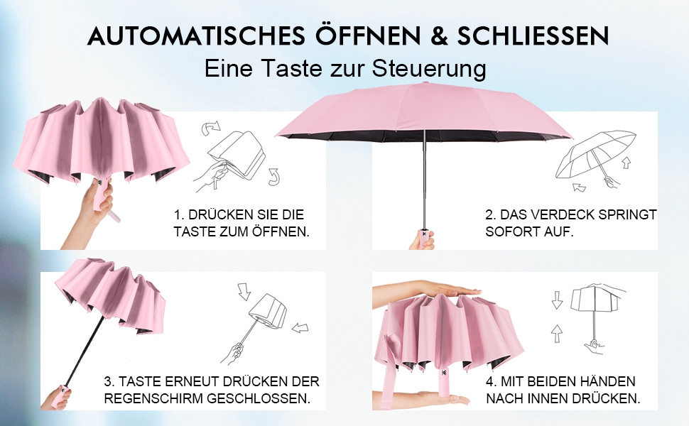 Зонт LAMA: Стійкий до вітру, автоматичний, 105 см, 12 спиць, нейлон, анти-UV, рожевий