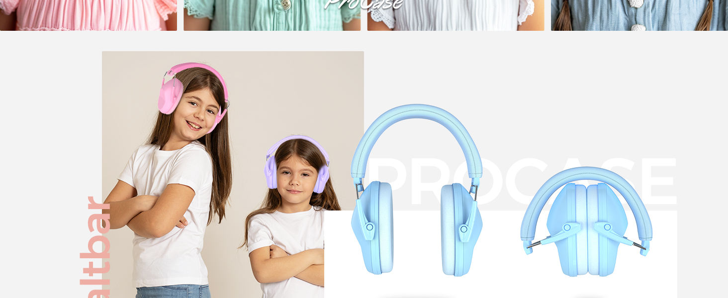 Навушники для захисту від шуму ProCase для дітей, блакитні, регульовані, NRR 22 dB