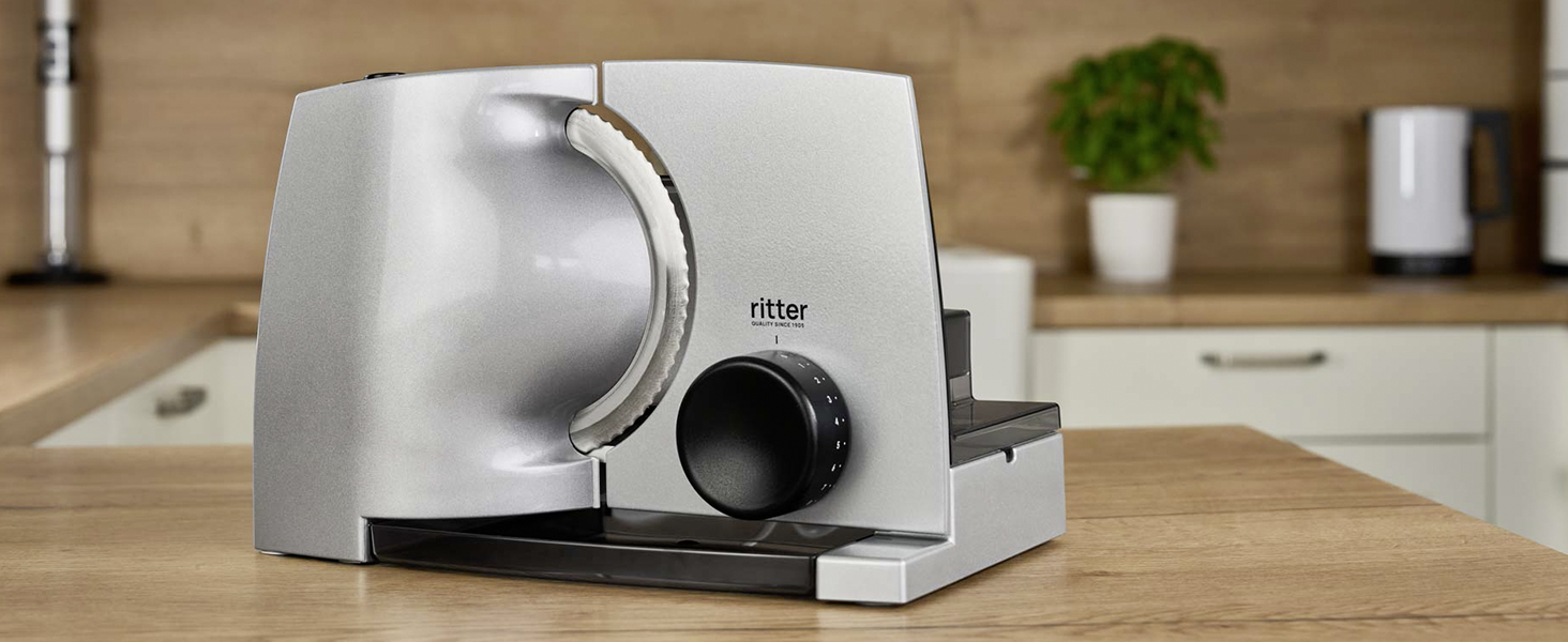 Електричний слайсер Ritter Allesschneider Icaro 7, сріблястий металік, Made in Germany