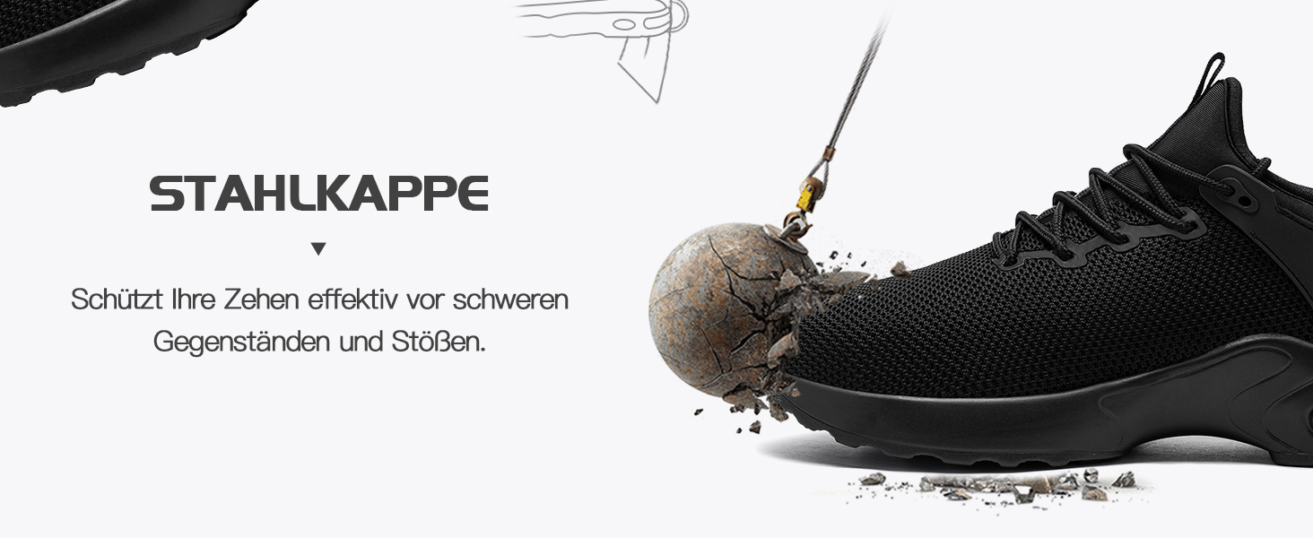 Чоловічі робочі черевики LARNMERN: водонепроникні, зручні, з металевим підноском, slip-on, чорні, 44 EU