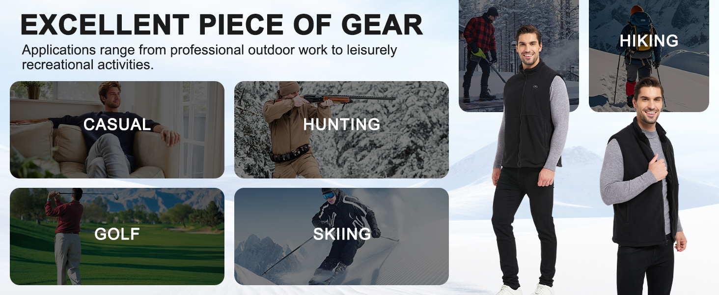 Обогревна жилетка для чоловіків, флісова жилетка з акумулятором 10000mAh, 6 нагрівальних панелей, для активного відпочинку, роботи на відкритому повітрі, зимова XL чорна