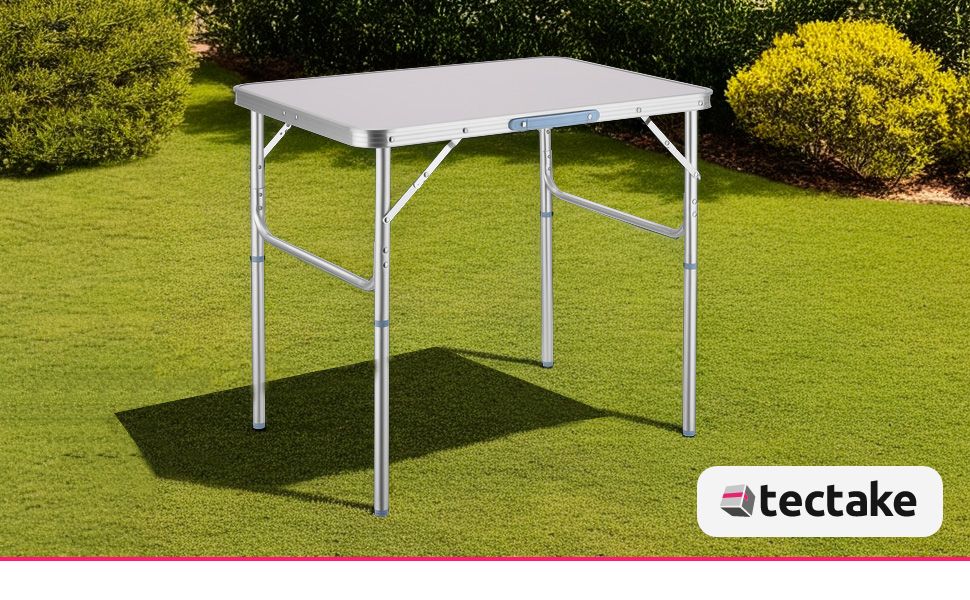 Складний алюмінієвий стіл Tectake для кемпінгу, саду та тераси 70x70x70 см (Модель 401169)