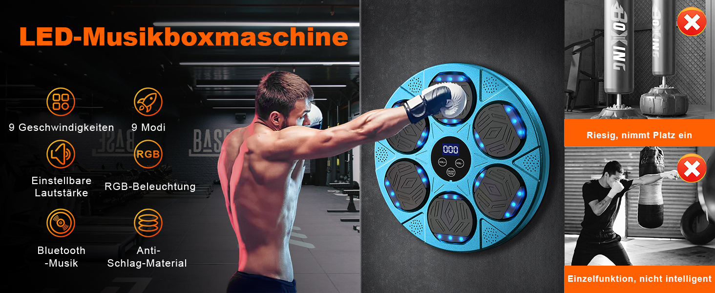 Music Boxing Machine with Bluetooth & LED Lights - Fitness Punching Bag for Adults & Kids